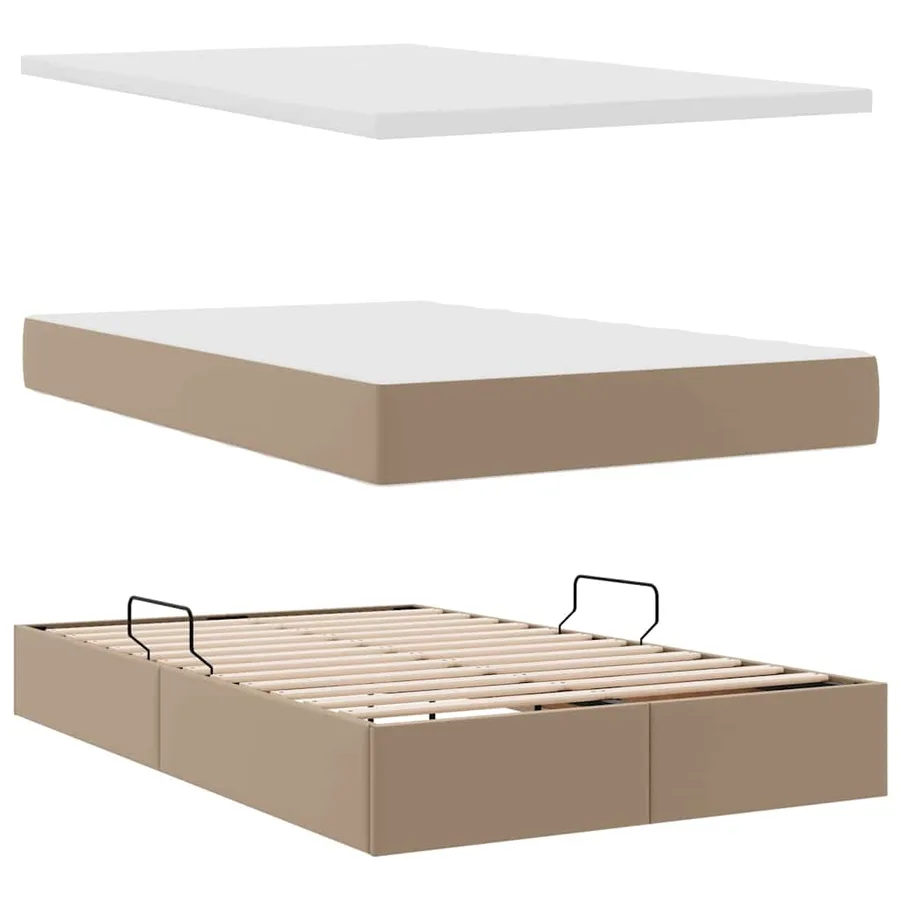Lit avec rangement et LED Cappuccino 120 x 190 cm Simili cuir - 9