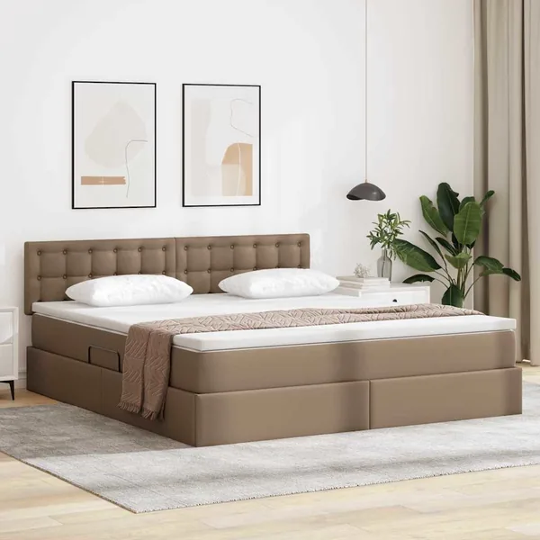 Lit avec rangement et matelas Cappuccino 160 x 200 cm