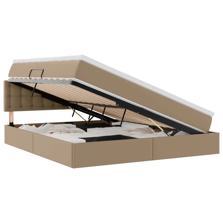 Lit avec rangement et matelas Cappuccino 160 x 200 cm - 2