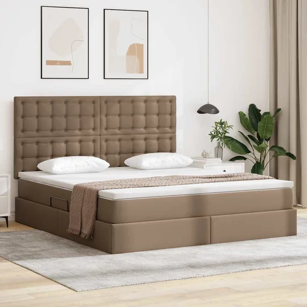 Lit de Rangement Cappuccino 160 x 200 cm Cuir synthétique