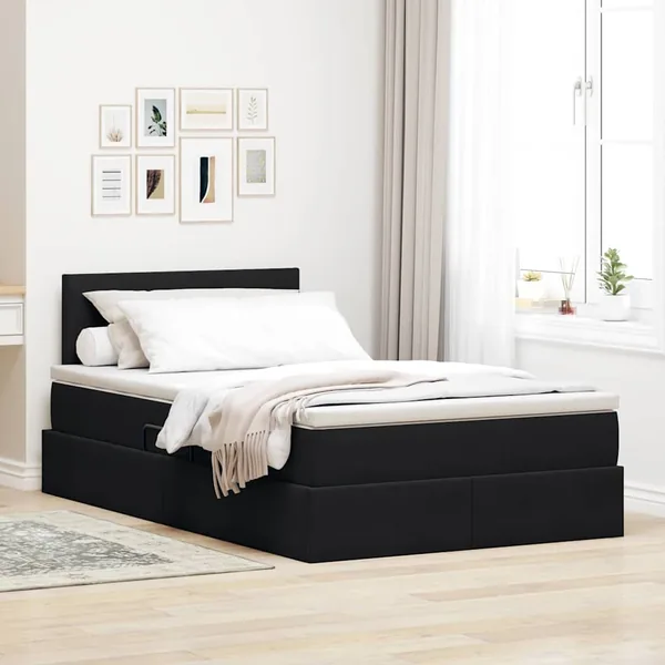 Lit de rangement LED avec matelas Noir 120 x 200 cm Velours