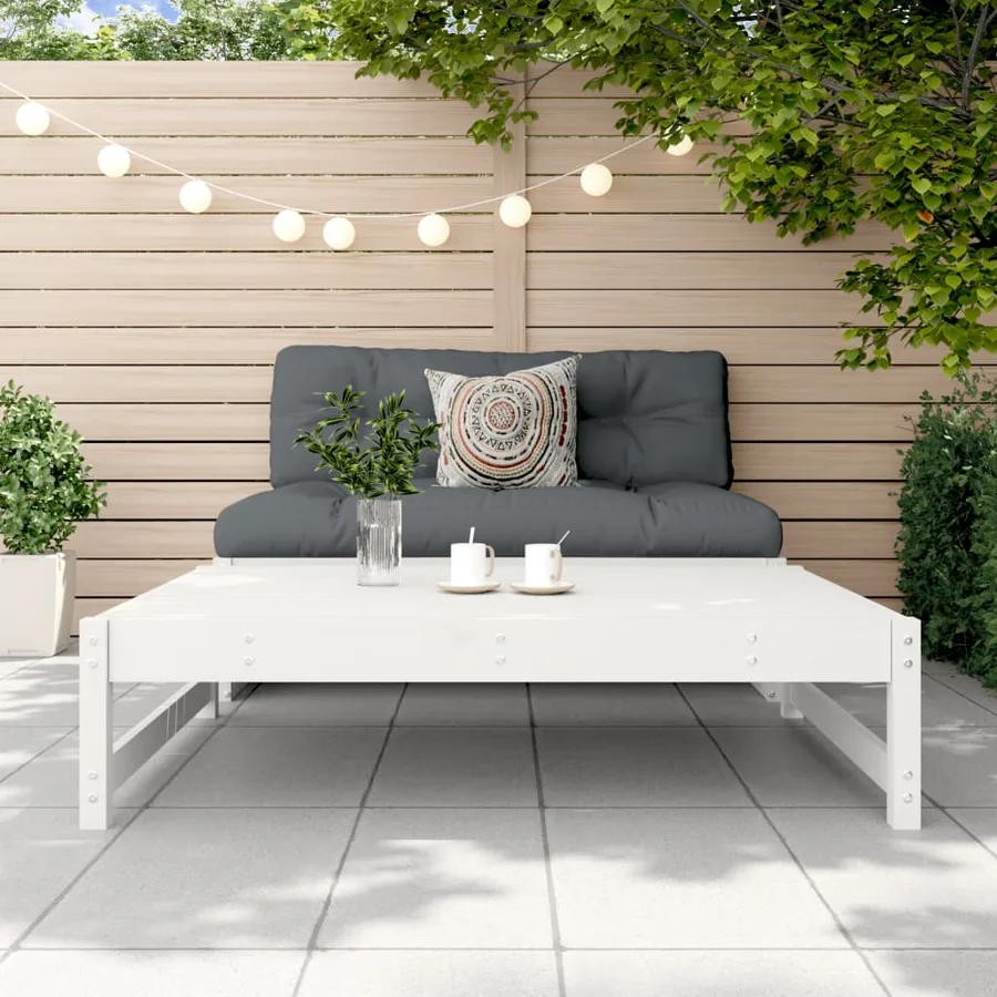 Repose-pied de jardin 120x80 cm blanc bois de pin massif - 3