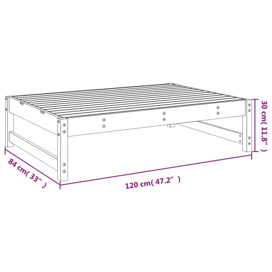 Repose-pied de jardin 120x80 cm blanc bois de pin massif - 8