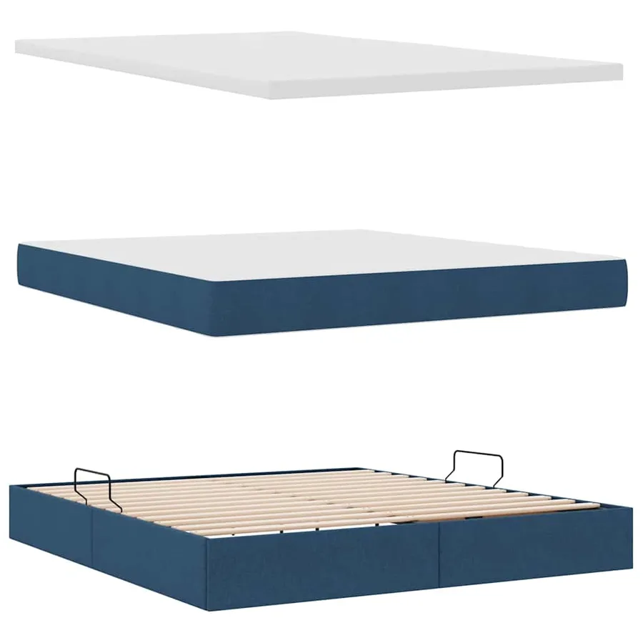 Lit de rangement LED avec matelas Bleu 160 x 200 cm Tissu - 9