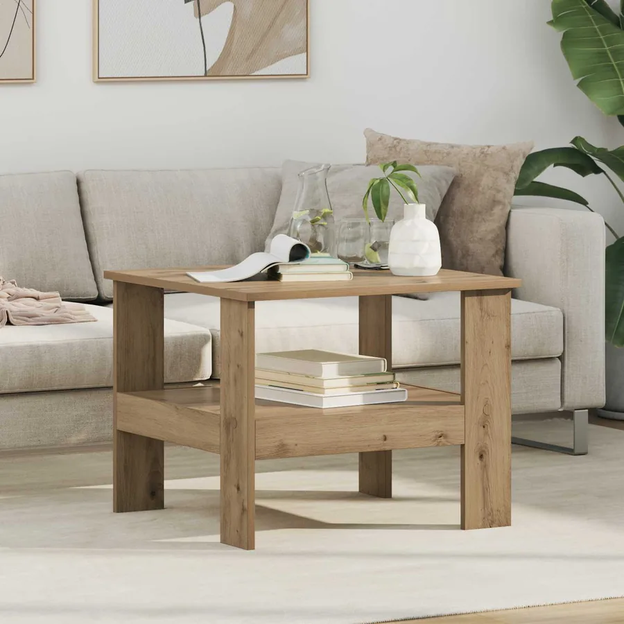 Table basse Chêne artisanal 57 x 55 x 45 cm Bois d'ingénierie