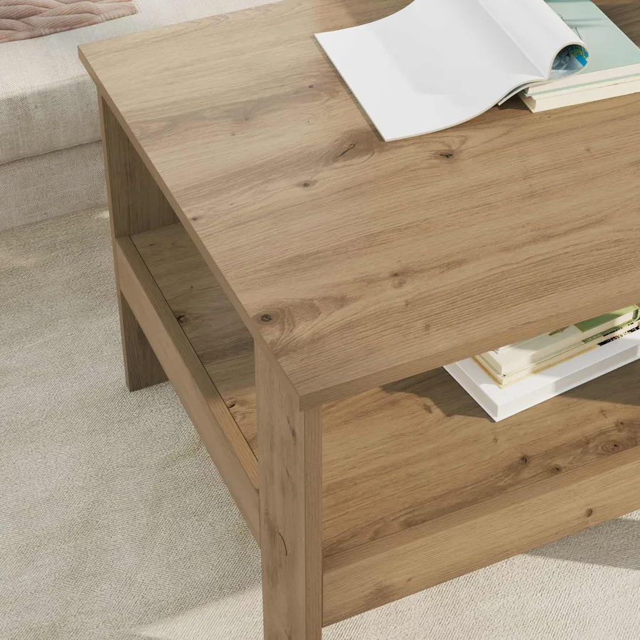 Table basse Chêne artisanal 57 x 55 x 45 cm Bois d'ingénierie - 4
