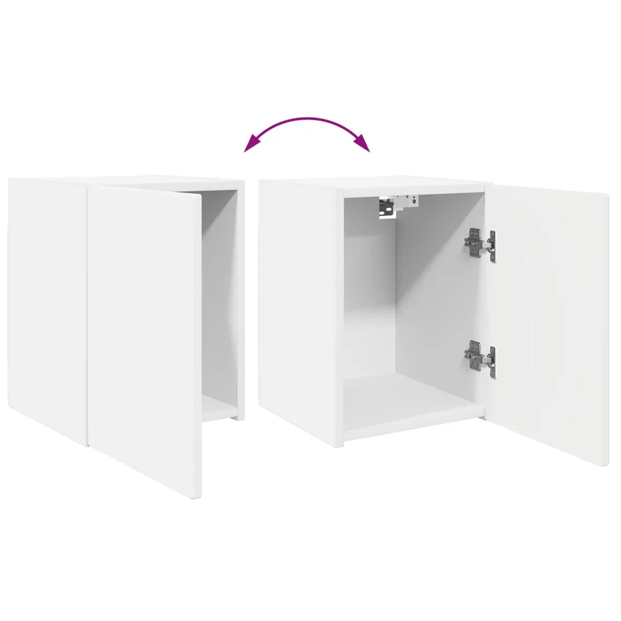 Ensemble meuble TV Montage mural 4 pcs Blanc Bois d'ingénierie - 11