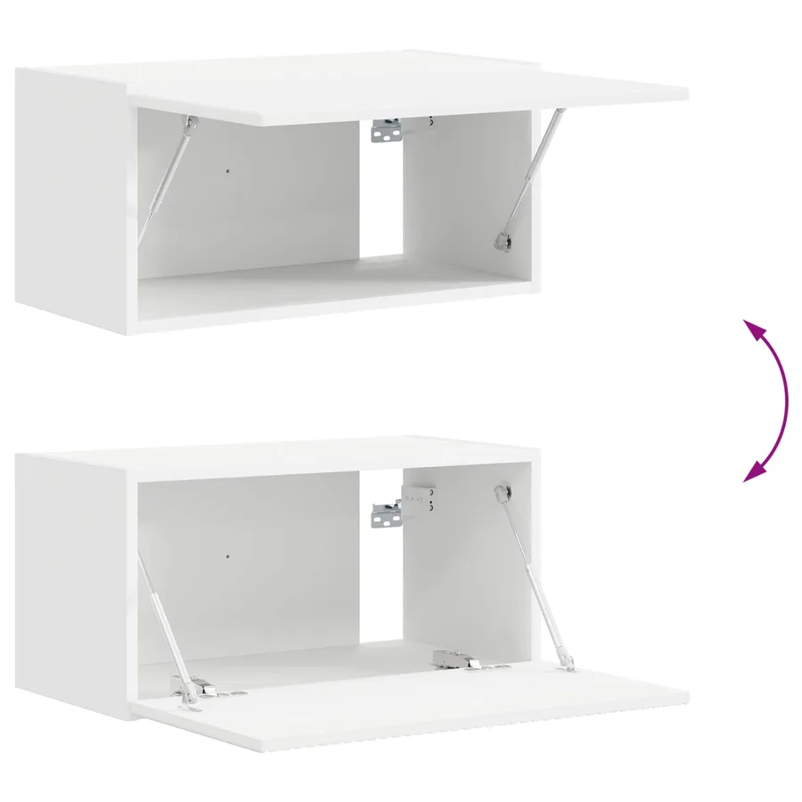 Ensemble meuble TV Montage mural 4 pcs Blanc Bois d'ingénierie - 13