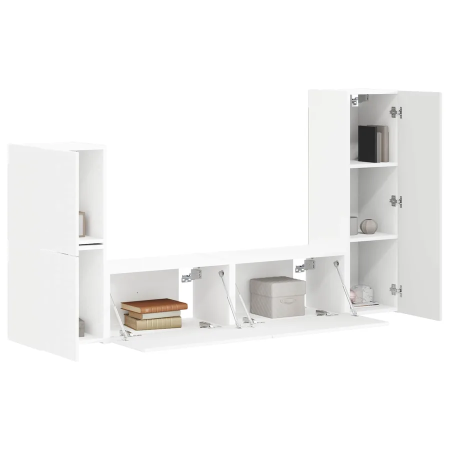 Ensemble meuble TV Montage mural 4 pcs Blanc Bois d'ingénierie - 3
