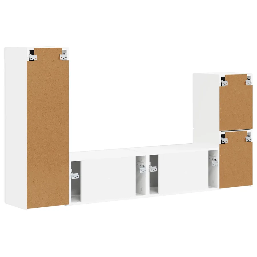 Ensemble meuble TV Montage mural 4 pcs Blanc Bois d'ingénierie - 9