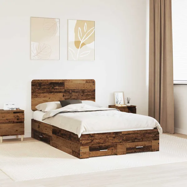 Cadre de lit Bois ancien 120 x 190 cm Bois d'ingénierie