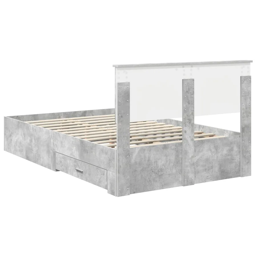 Cadre de lit Gris béton 135 x 190 cm Bois d'ingénierie - 10