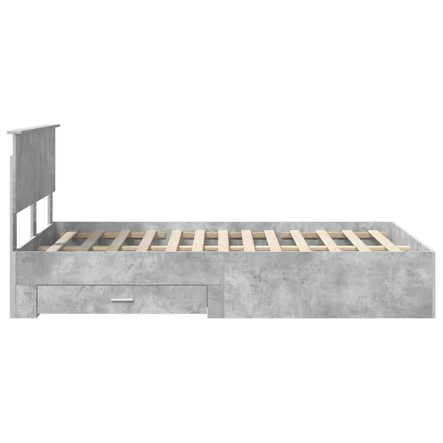 Cadre de lit Gris béton 135 x 190 cm Bois d'ingénierie - 9