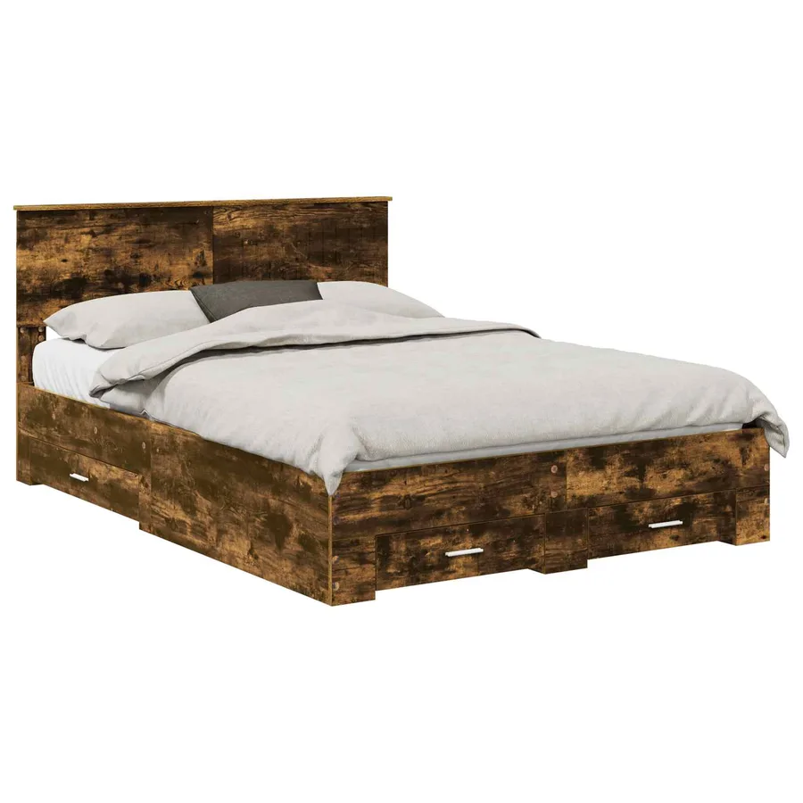 Cadre de lit Chêne fumé 140 x 190 cm Bois d'ingénierie - 2