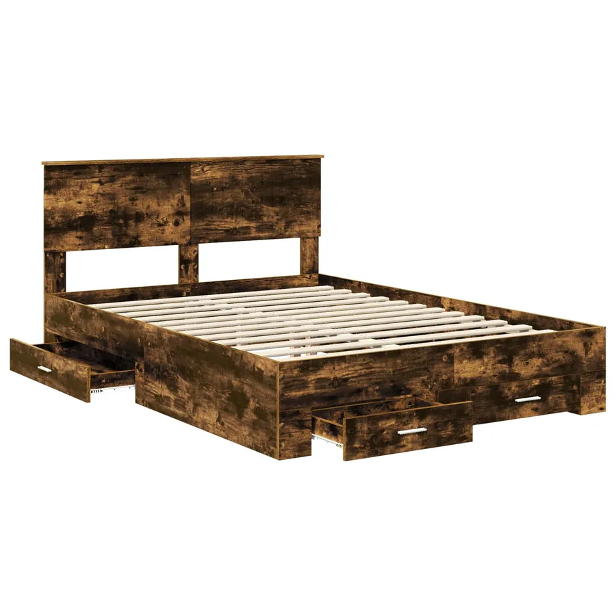 Cadre de lit Chêne fumé 140 x 190 cm Bois d'ingénierie - 5