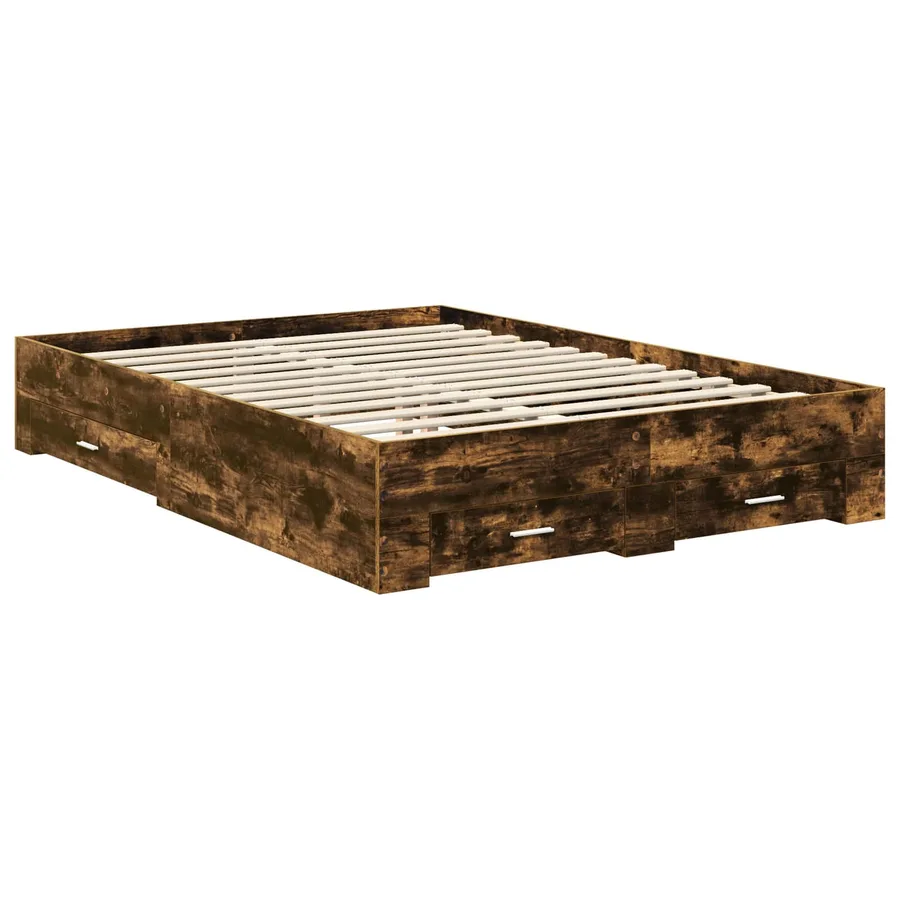 Cadre de lit Chêne fumé 140 x 190 cm Bois d'ingénierie - 6
