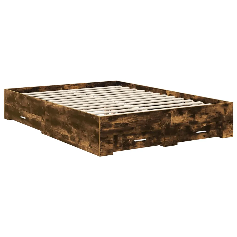 Cadre de lit Chêne fumé 140 x 190 cm Bois d'ingénierie - 6