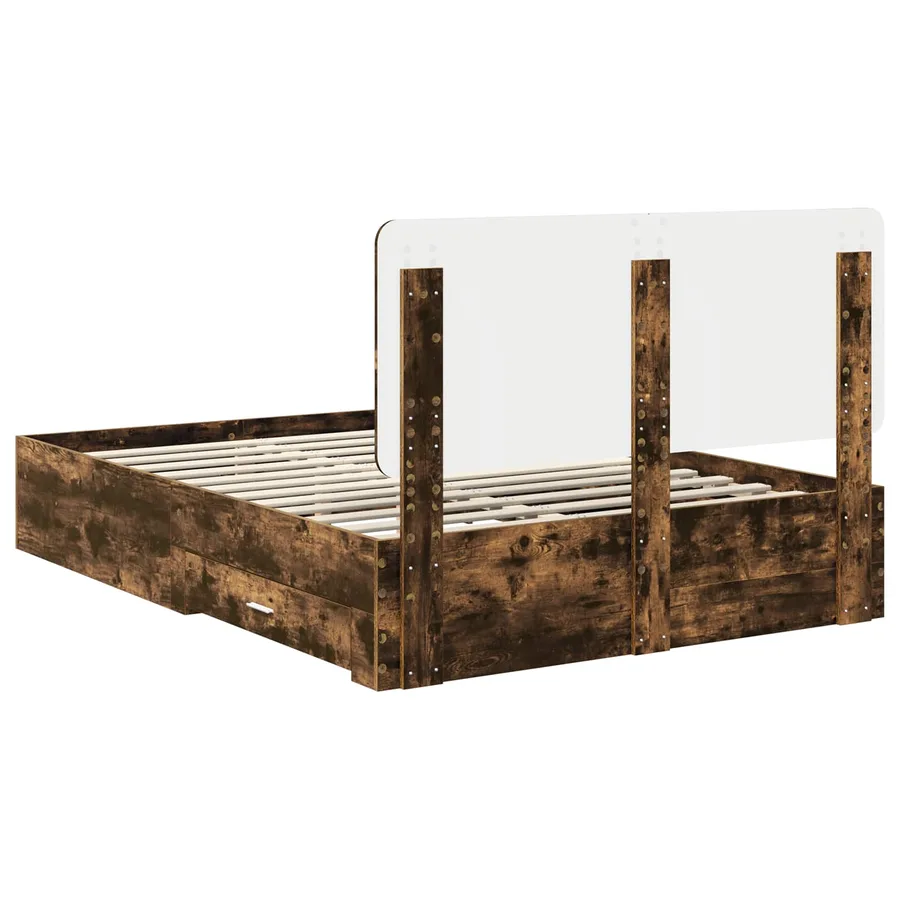 Cadre de lit Chêne fumé 140 x 190 cm Bois d'ingénierie - 8