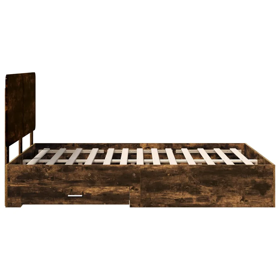 Cadre de lit Chêne fumé 140 x 190 cm Bois d'ingénierie - 9