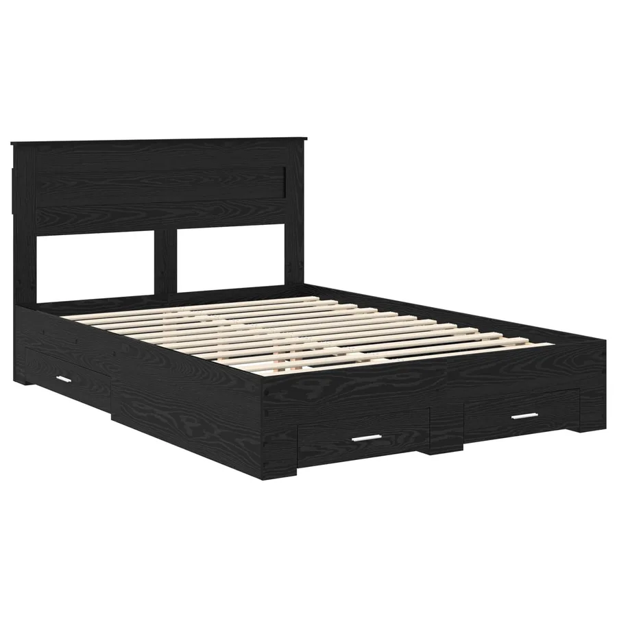 Cadre de lit Chêne noir 140 x 190 cm Bois d'ingénierie - 4
