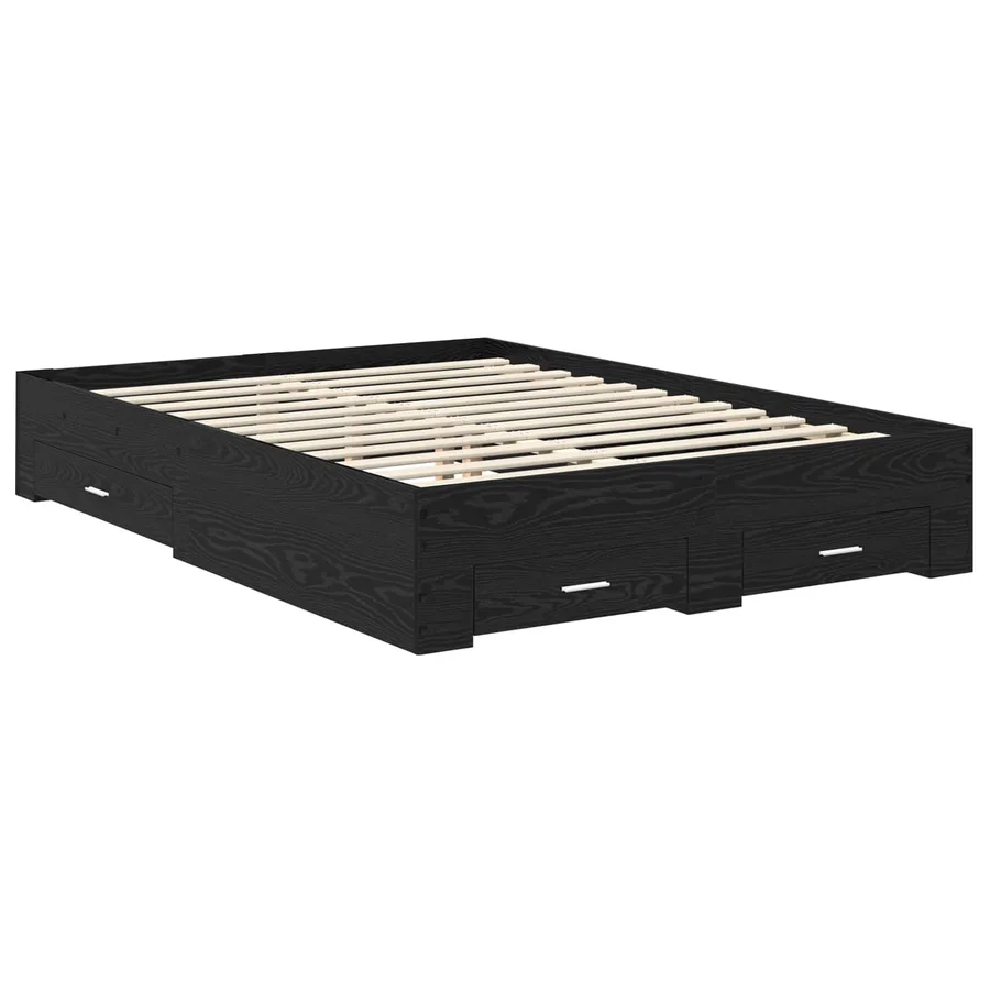 Cadre de lit Chêne noir 140 x 190 cm Bois d'ingénierie - 6