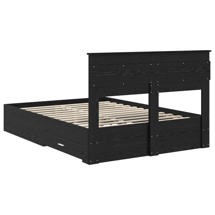 Cadre de lit Chêne noir 140 x 190 cm Bois d'ingénierie - 8