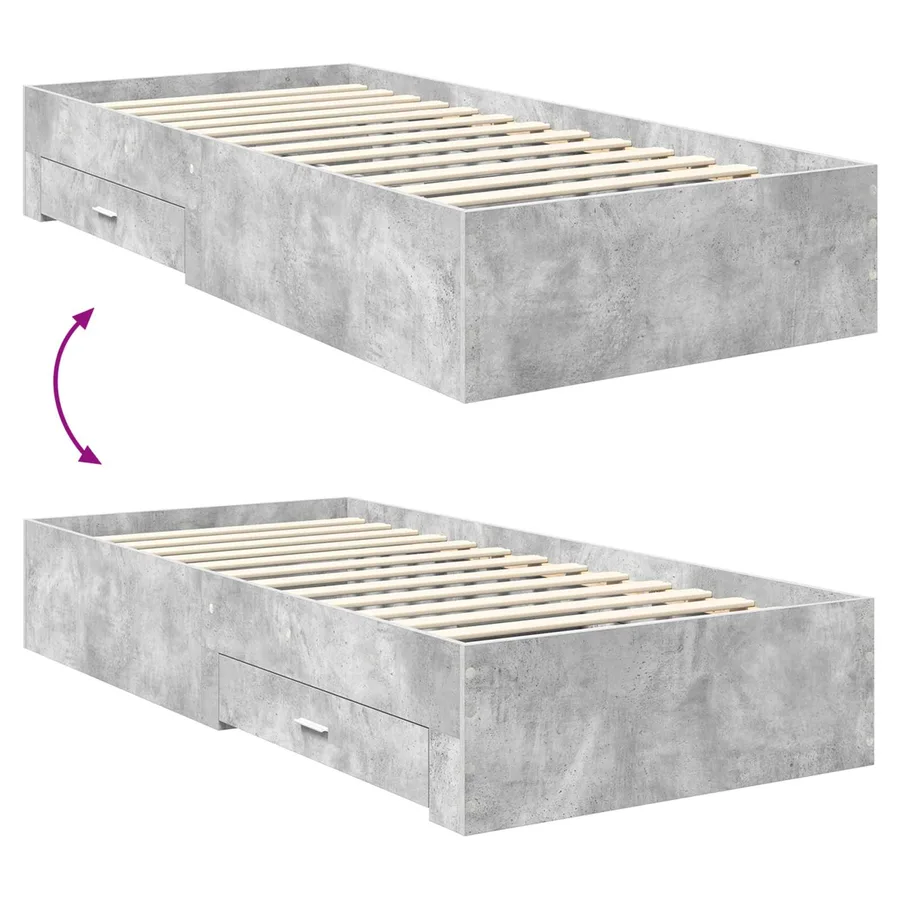 Cadre de lit Gris béton 90 x 190 cm Bois d'ingénierie - 12