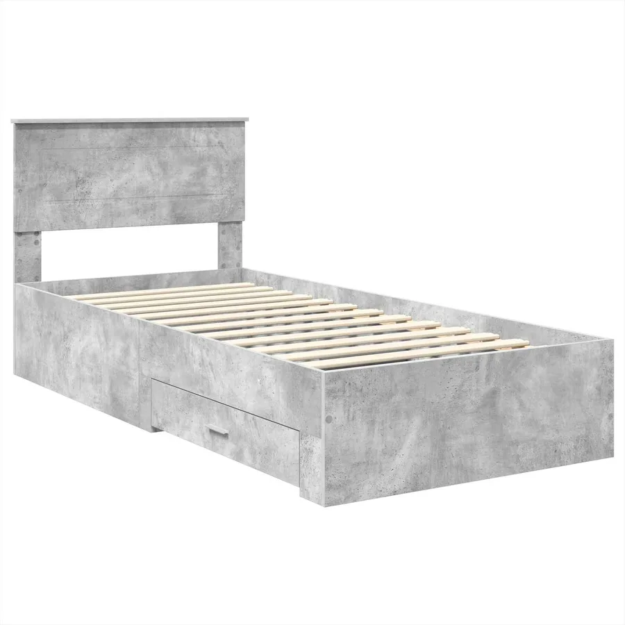 Cadre de lit Gris béton 90 x 190 cm Bois d'ingénierie - 4