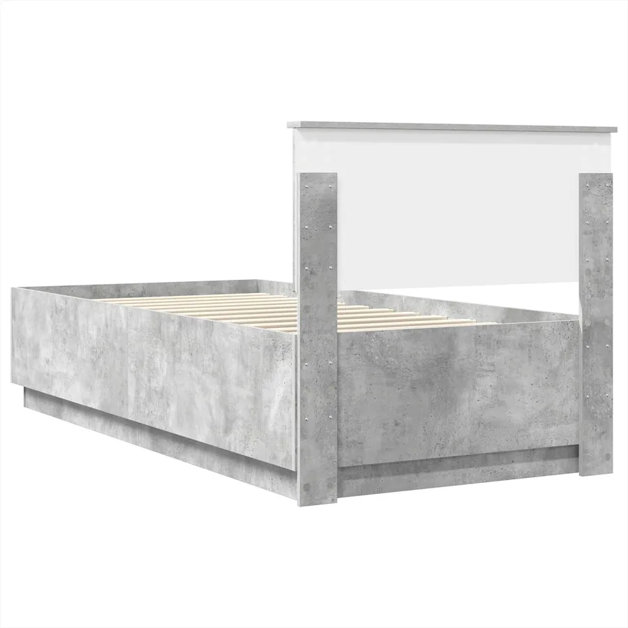 Cadre de lit Gris béton 90 x 190 cm Bois d'ingénierie - 9