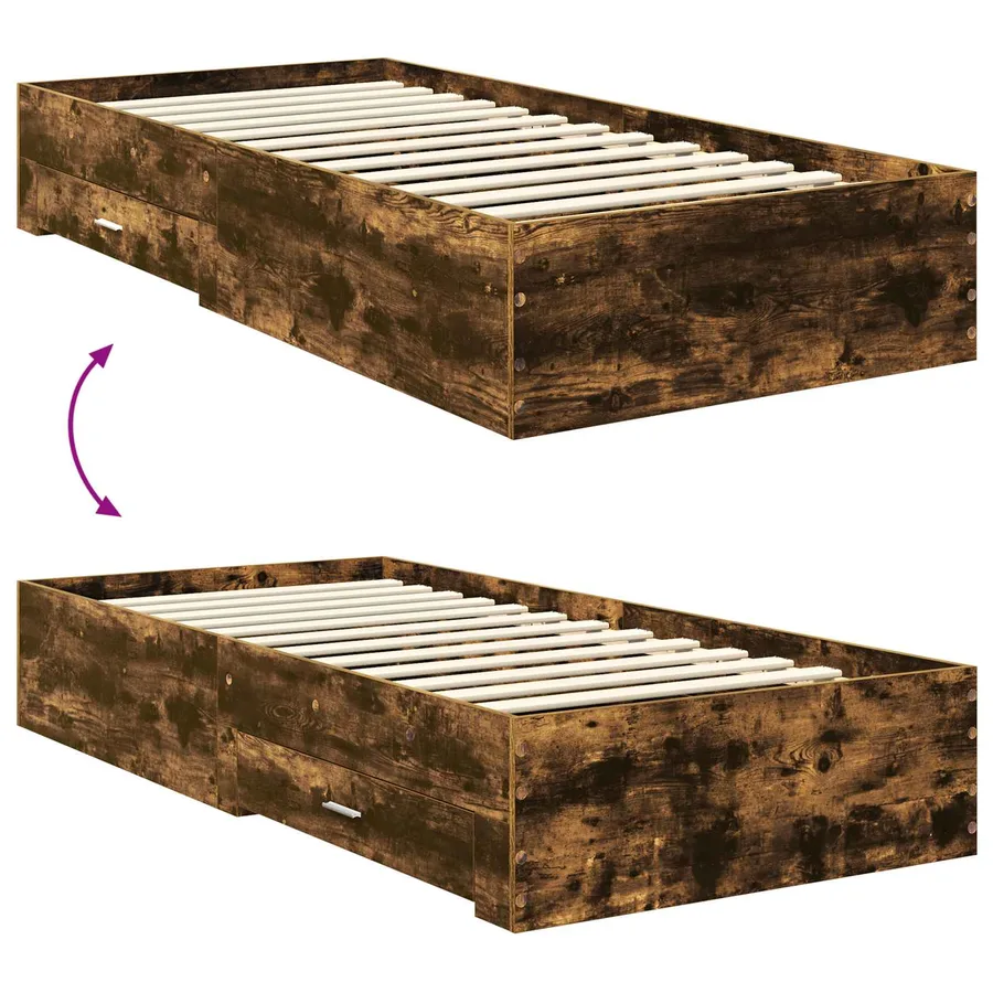 Cadre de lit Chêne fumé 90 x 190 cm Bois d'ingénierie - 12