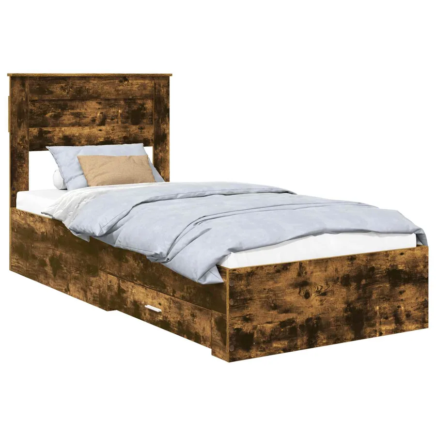 Cadre de lit Chêne fumé 90 x 190 cm Bois d'ingénierie - 2