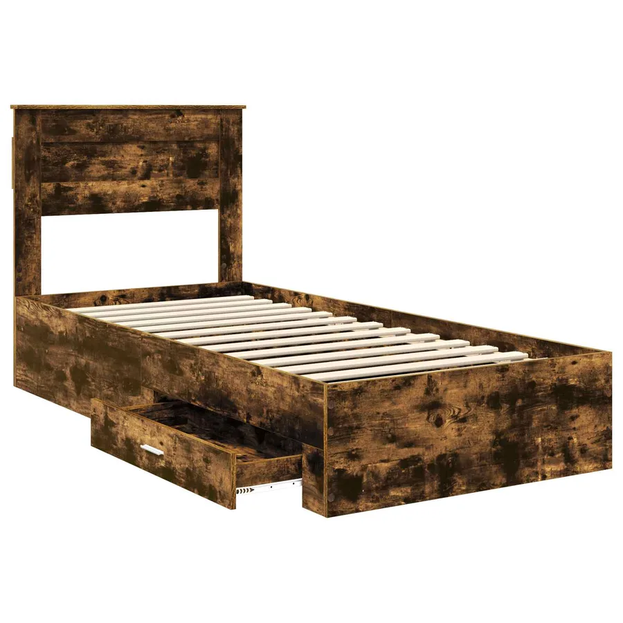 Cadre de lit Chêne fumé 90 x 190 cm Bois d'ingénierie - 5