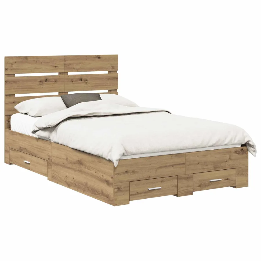 Cadre de lit Chêne artisanal 120 x 190 cm Bois d'ingénierie - 2