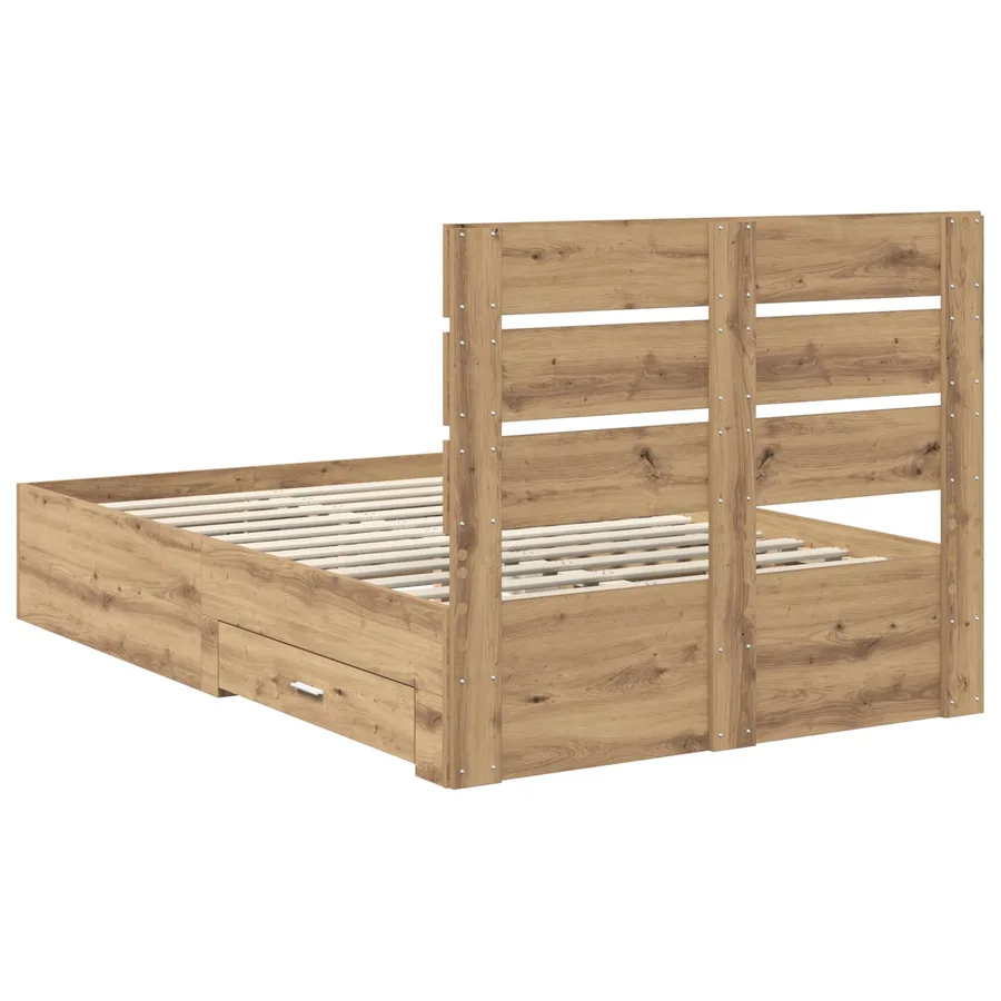 Cadre de lit Chêne artisanal 120 x 190 cm Bois d'ingénierie - 8
