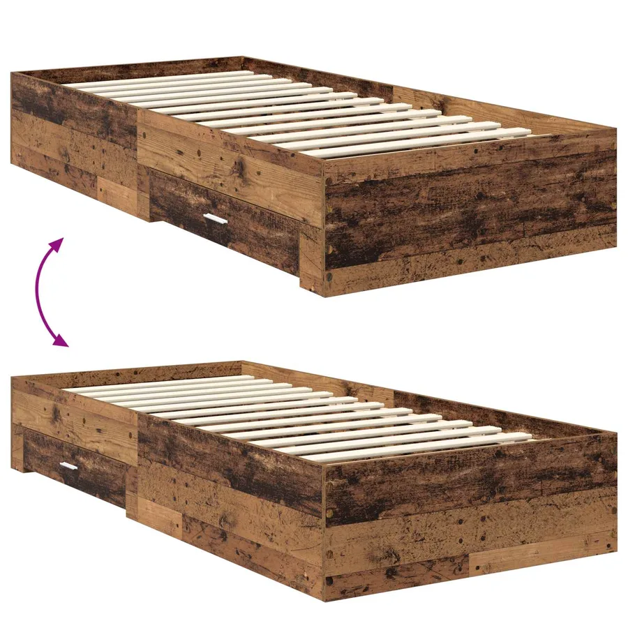 Cadre de lit Bois ancien 90 x 190 cm Bois d'ingénierie - 12