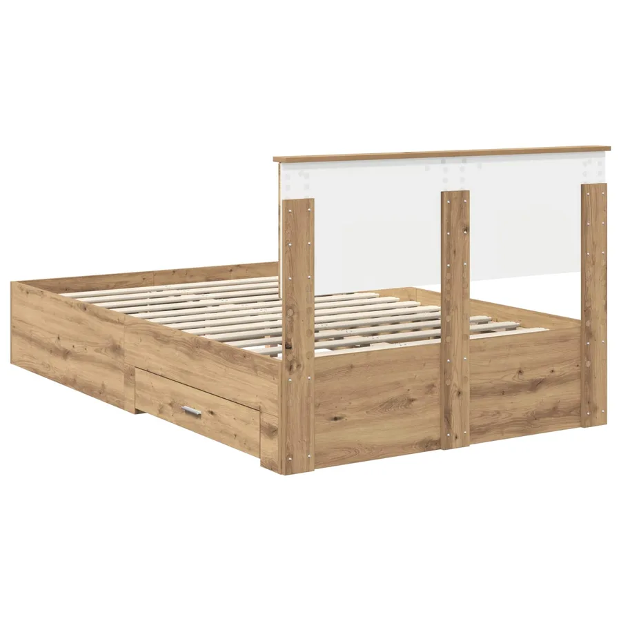 Cadre de lit Chêne artisanal 120 x 190 cm Bois d'ingénierie - 10