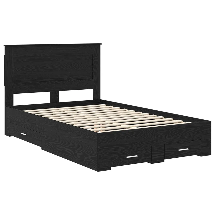 Cadre de lit Chêne noir 120 x 190 cm Bois d'ingénierie - 4