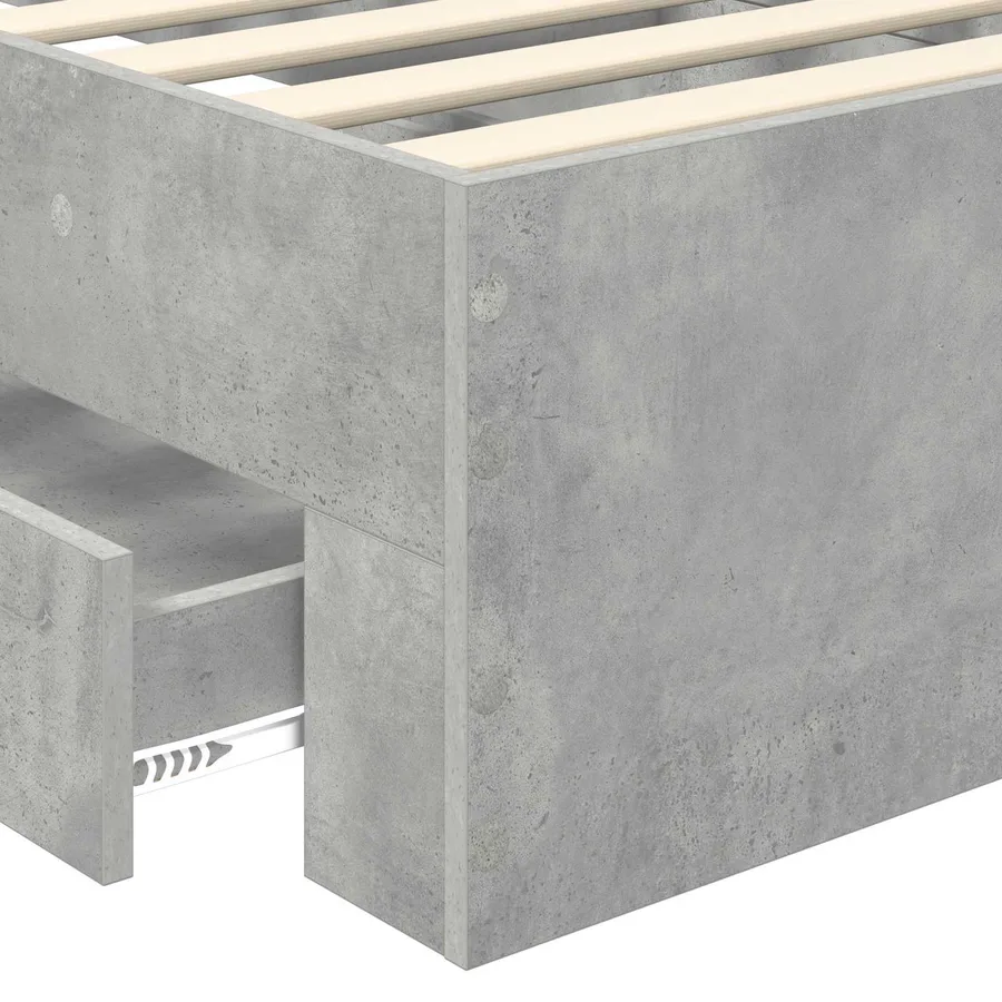 Cadre de lit Gris béton 90 x 190 cm Bois d'ingénierie - 10