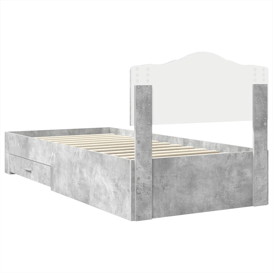 Cadre de lit Gris béton 90 x 190 cm Bois d'ingénierie - 9
