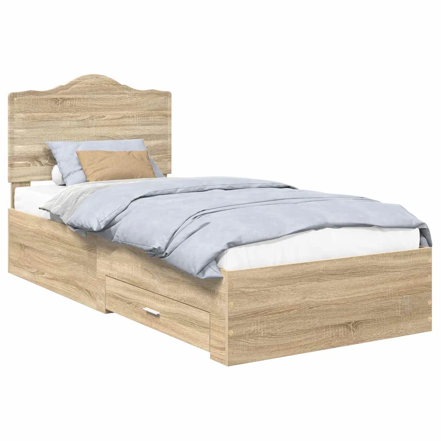 Cadre de lit Chêne Sonoma 90 x 190 cm Bois d'ingénierie - 2
