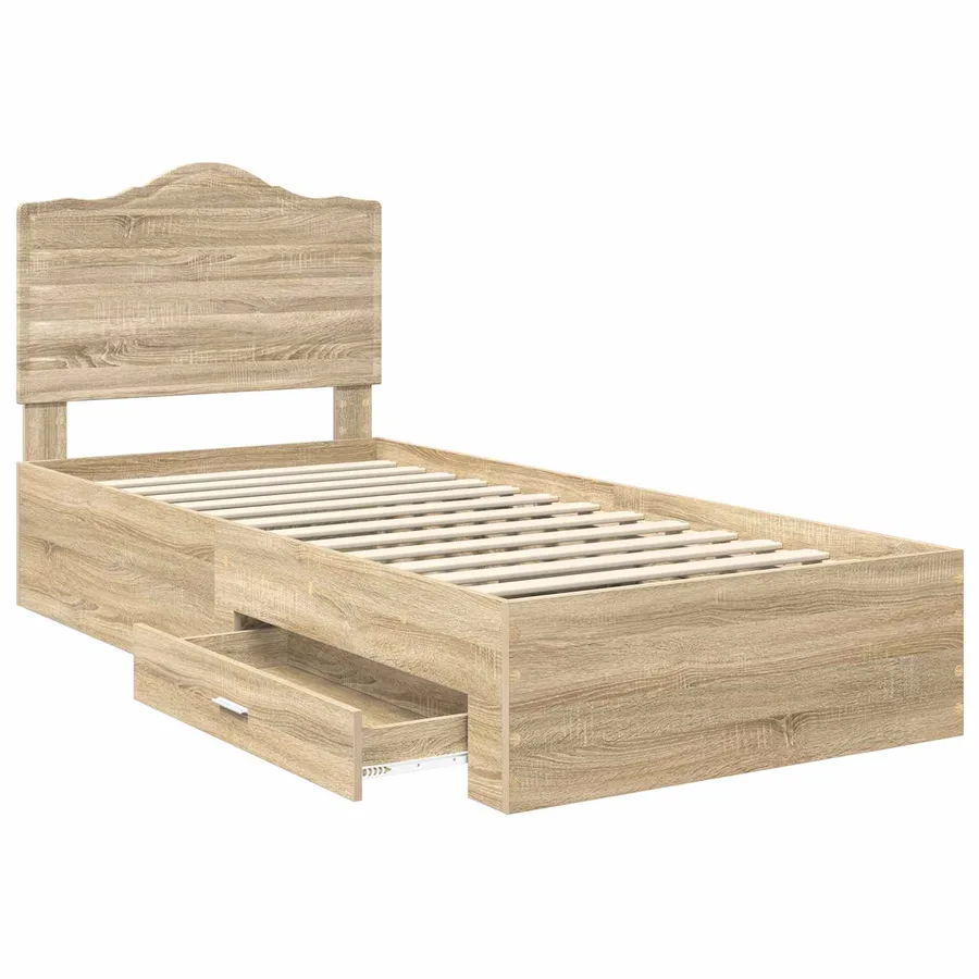 Cadre de lit Chêne Sonoma 90 x 190 cm Bois d'ingénierie - 5