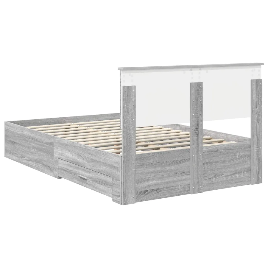 Cadre de lit Gris Sonoma 135 x 190 cm Bois d'ingénierie - 10