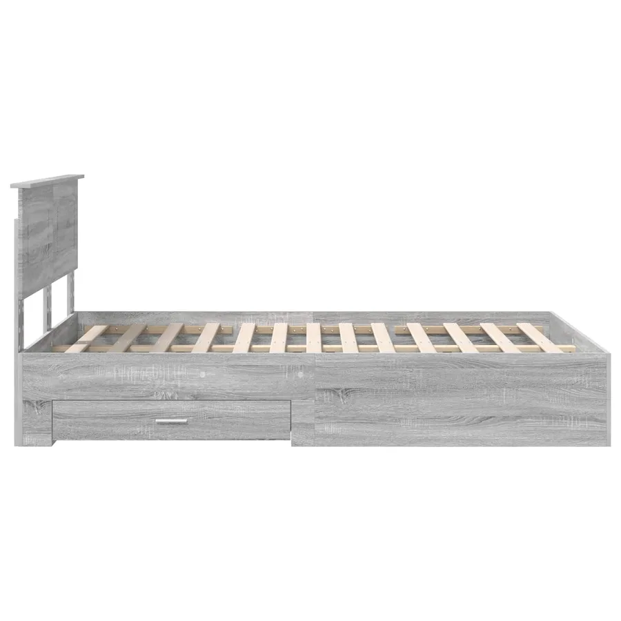 Cadre de lit Gris Sonoma 135 x 190 cm Bois d'ingénierie - 9