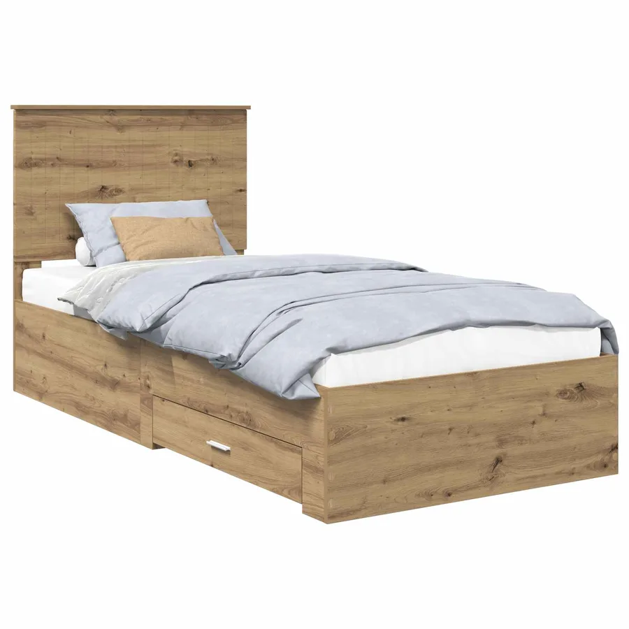 Cadre de lit Chêne artisanal 90 x 190 cm Bois d'ingénierie - 2
