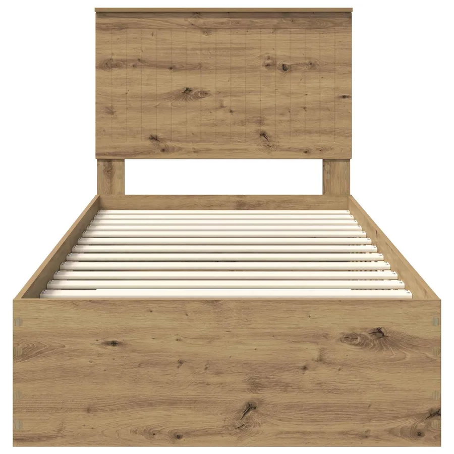 Cadre de lit Chêne artisanal 90 x 190 cm Bois d'ingénierie - 7