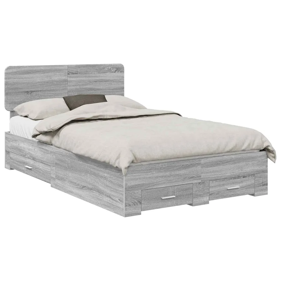 Cadre de lit Gris Sonoma 135 x 190 cm Bois d'ingénierie - 2