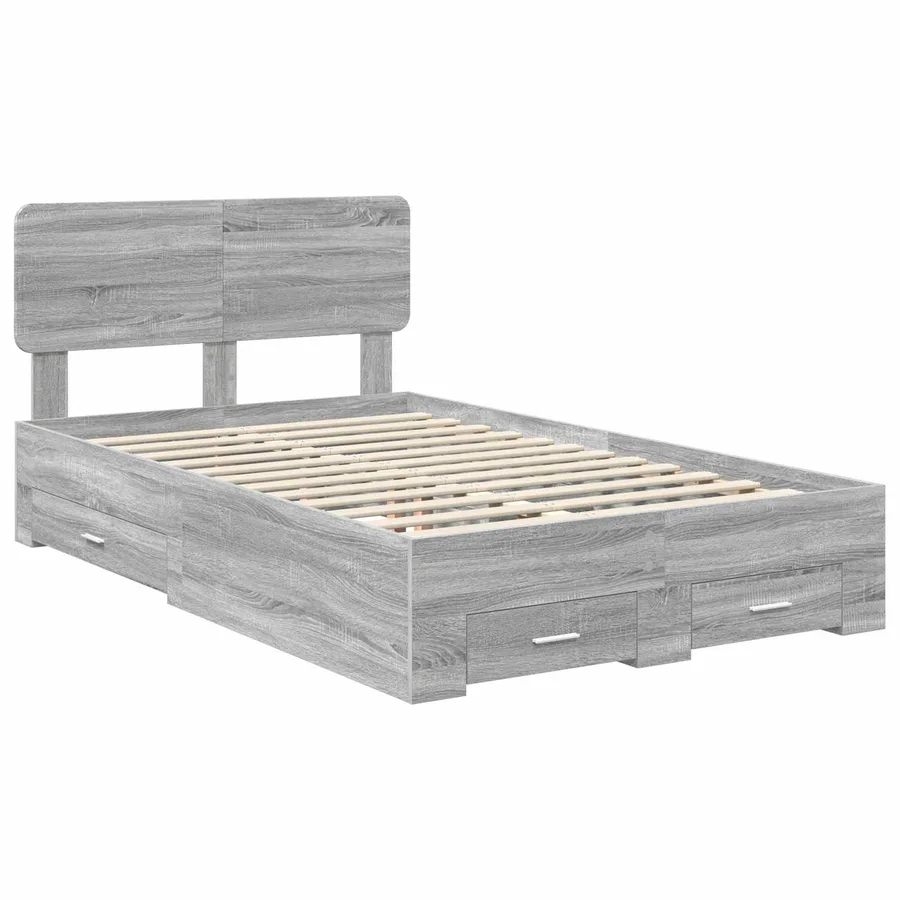 Cadre de lit Gris Sonoma 135 x 190 cm Bois d'ingénierie - 4