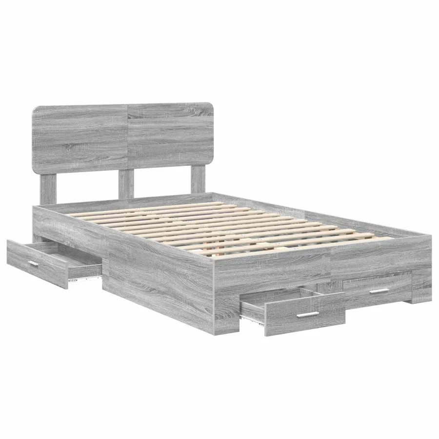 Cadre de lit Gris Sonoma 135 x 190 cm Bois d'ingénierie - 5