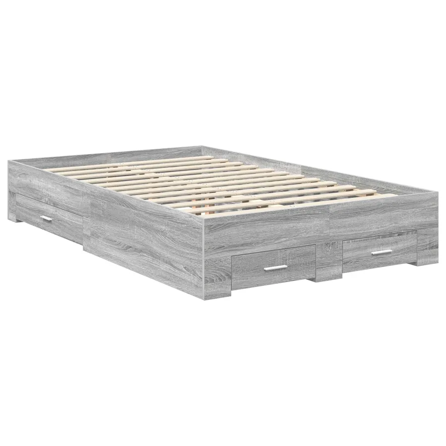 Cadre de lit Gris Sonoma 135 x 190 cm Bois d'ingénierie - 6