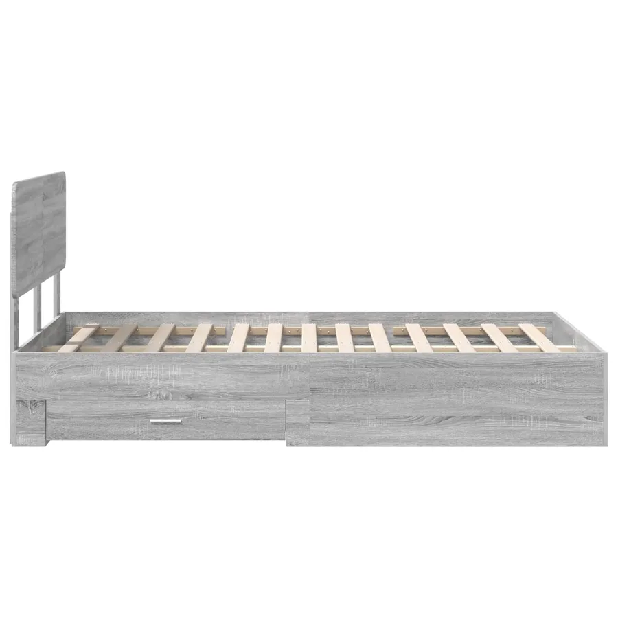 Cadre de lit Gris Sonoma 135 x 190 cm Bois d'ingénierie - 9
